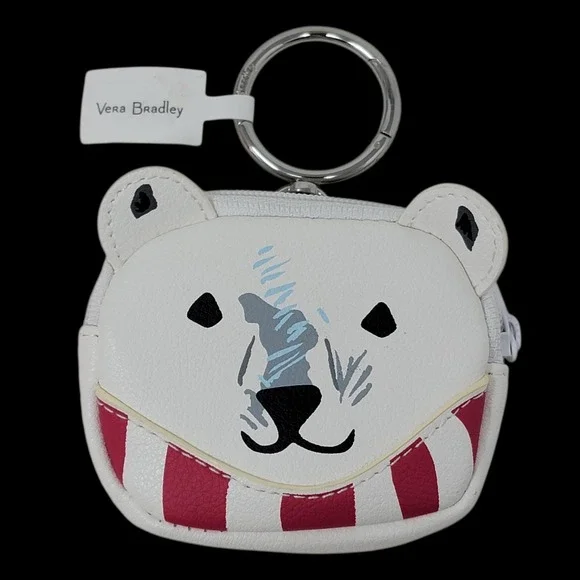 Vera Bradley Polar Bear Coin‎ Purse Bag Charm Beary Merry Holiday Gift New