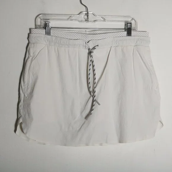 Athleta Crest Skort Womens 14 White Skirt Shorts Athletic Drawstring Workout