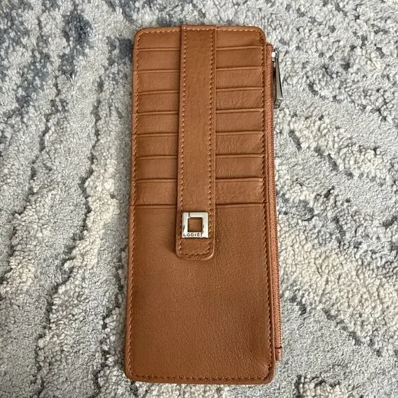 Lodis Julia Long Stacker Card Holder Slim Wallet Chestnut/tan RFID Protection