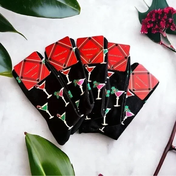 🍑 NEW Martini Socks, 5 for $12