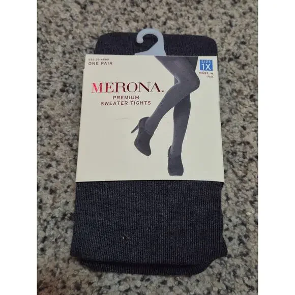 Merona Womens Sweater Tights Size 1X Gray NWT