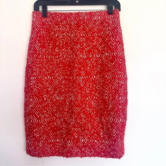 J. Crew Vibrant Orange and White Textured Pencil Skirt Size 4