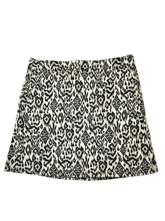 Ripskirt Hawaii Wrap Skirt Ikat Print Velcro Travel Beach Black Cream Size L