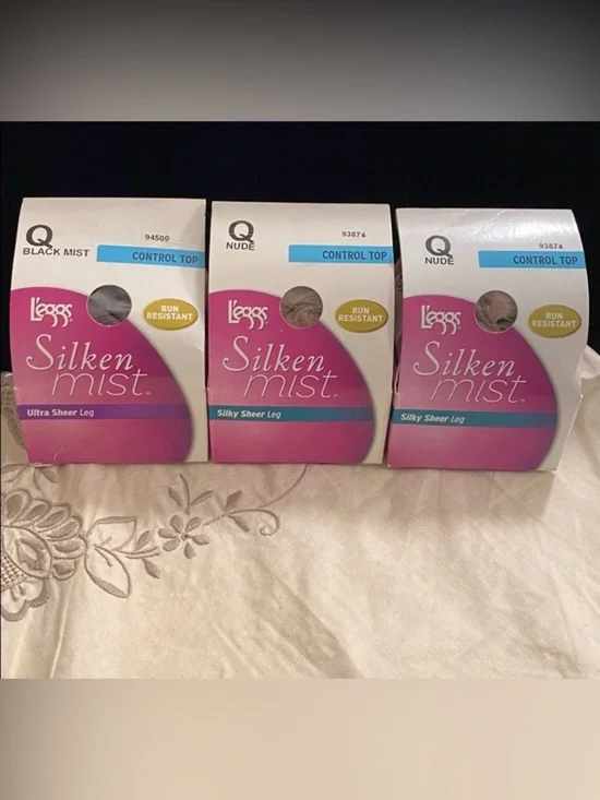 L’eggs Silken Mist Control Top Panty Hose Size Q Bundle