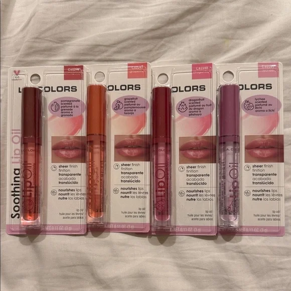 L.A. Colors Soothing Lip Oil Collection - Red, Orange, Pink, Purple