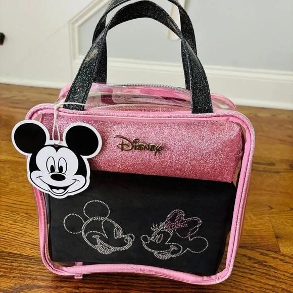 NEW Disney Mickey & Minnie Bag Set Toiletry Make-up Bag Set