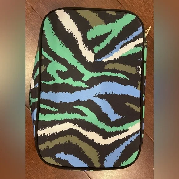 DVF Diane Von Furstenberg Target Travel Jewelry Bag Disco Zebra Green EUC