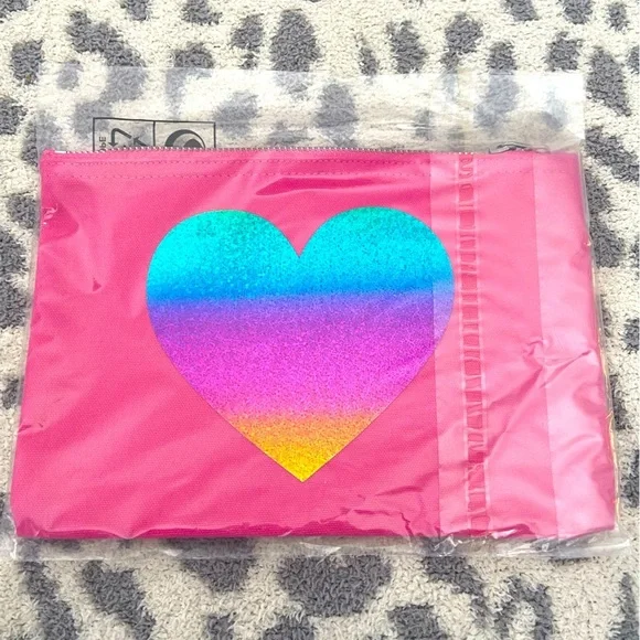PINK HEART MAKEUP BAG HANDMADE ITEM