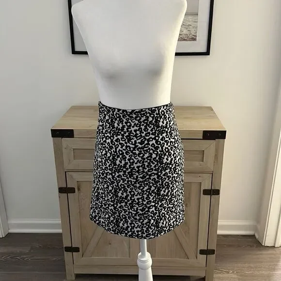 Express High Rise Textured Leopard Skirt