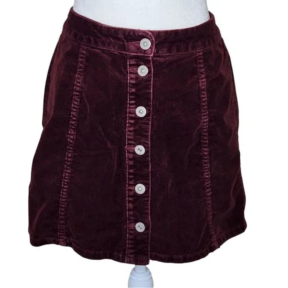 Arizona Jean Co 90s Burgundy Corduroy Button Up Skirt Junior's 5 Indie Sleaze