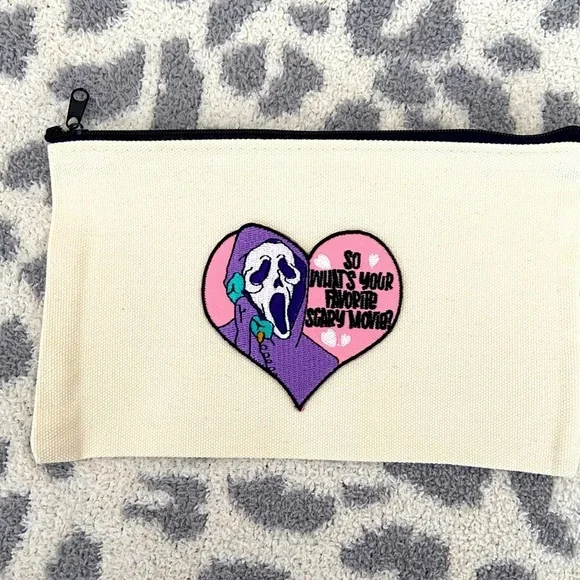HANDMADE COSMETICS BAG WITH ‘SCREAM’ PATCH