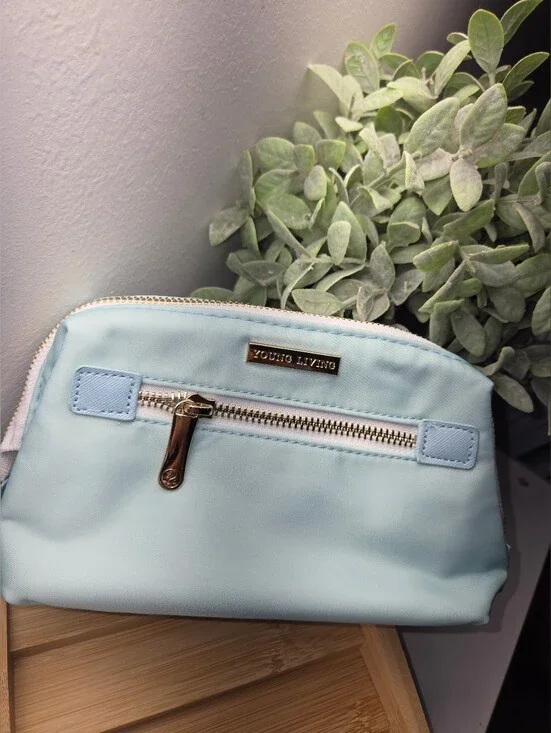 Young Living Light Blue Travel Cosmetic Pouch