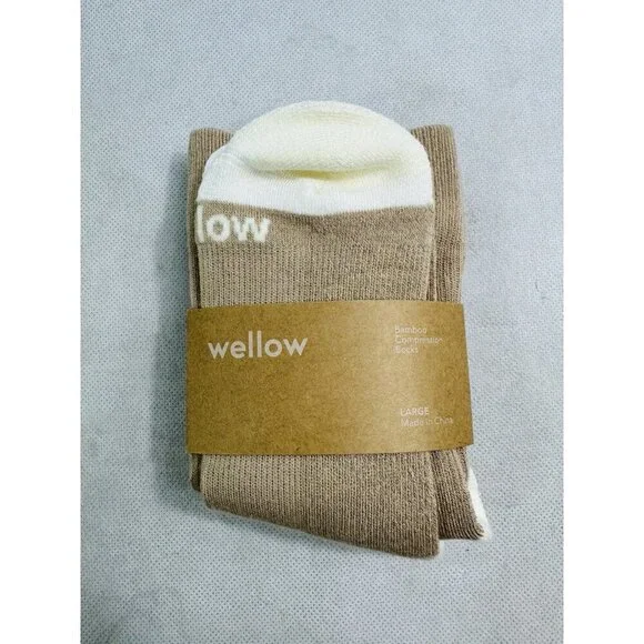 Wello Tan White Compression Socks 18-25 mmhg Size L NWT