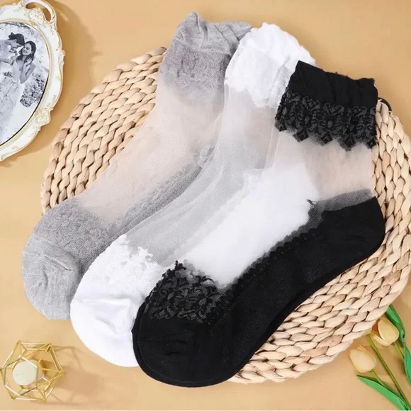 NEW! Emo Goth Punk Sheer and Lace Socks