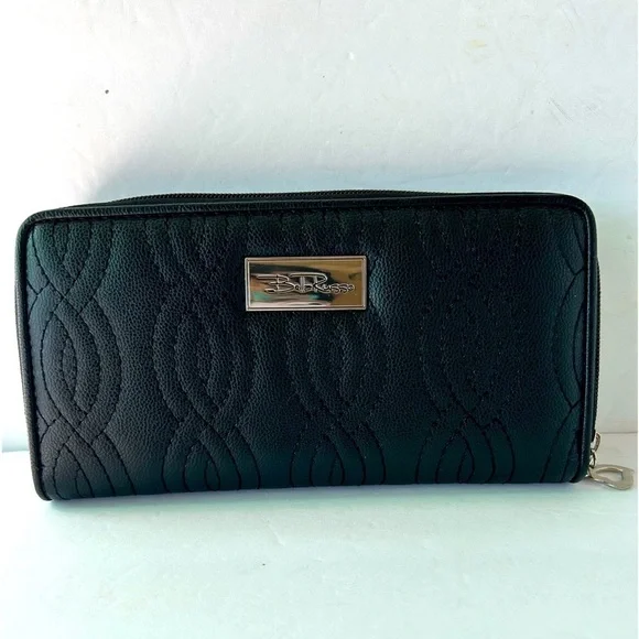 NWOT Bella Russo Faux Leather Large Black Zippered Wallet