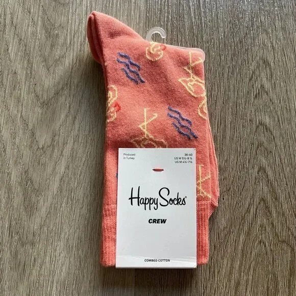 Happy Socks Crew Womens 5.5-9.5 Flamingo Mens 4.5-7.5 Funky Socks NWT