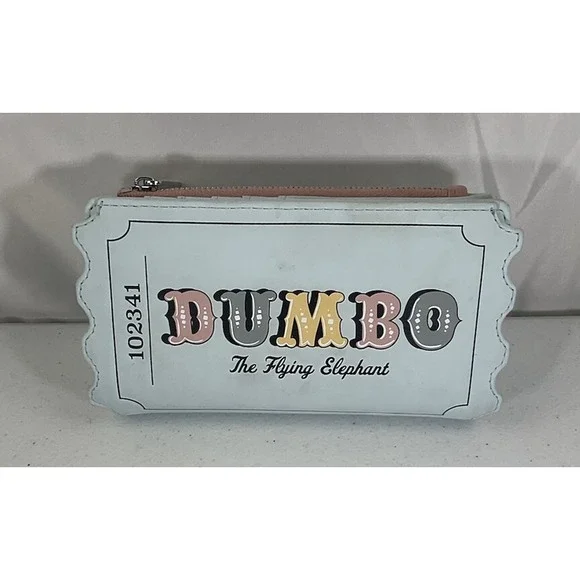 Loungefly Disney Dumbo Girls Ladies Blue Wallet Shaped In A Ticket Circus Style