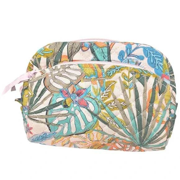 Vera Bradley Rainforest Canopy Tropical Floral Quilted Cosmetic Bag Travel Pouch