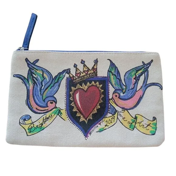 Brighton 2019 Love of Art Canvas Zippered Pouch Cosmetic Make-Up Trinket Bag