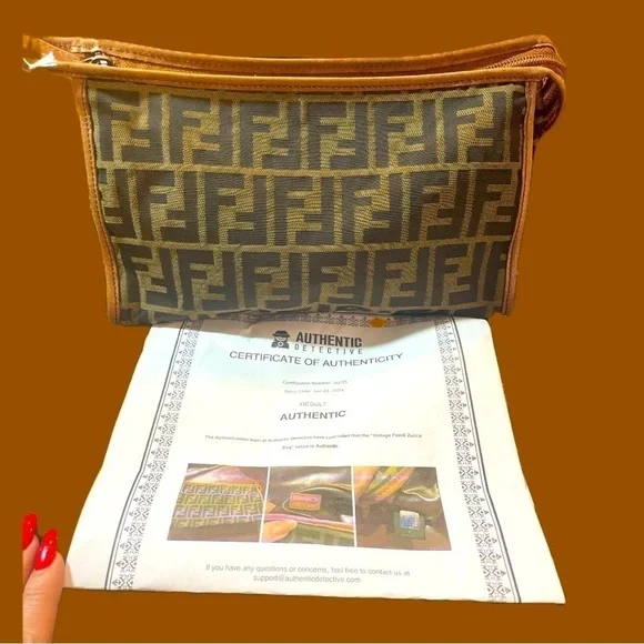 Fendi Zucca Print Toiletry/Makeup Bag with COA IN EUC