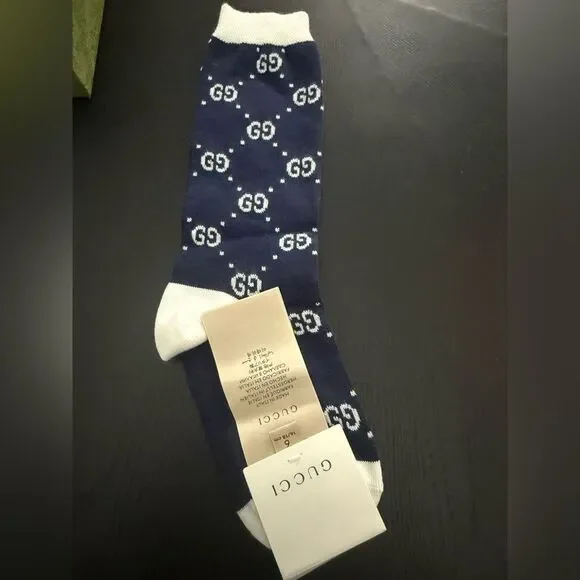 Brand new unisex Gucci  small Socks in Navy and White fits size 5-7