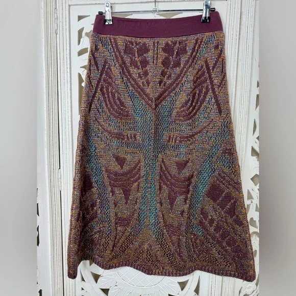 Anthropologie Cecelia Prado Brown Metallic Knit Skirt