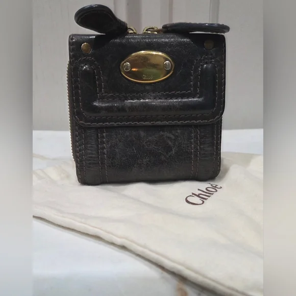Chloé Brown Leather Wallet With Gold Hardware‎