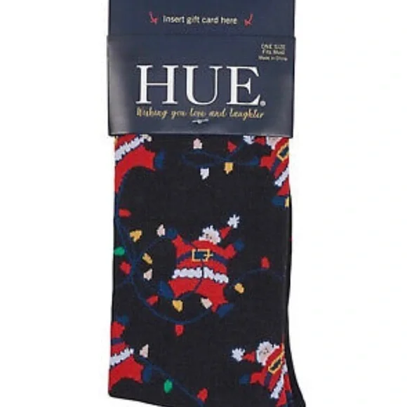 NWT HUE Holiday Santa Claus Gift Card Socks