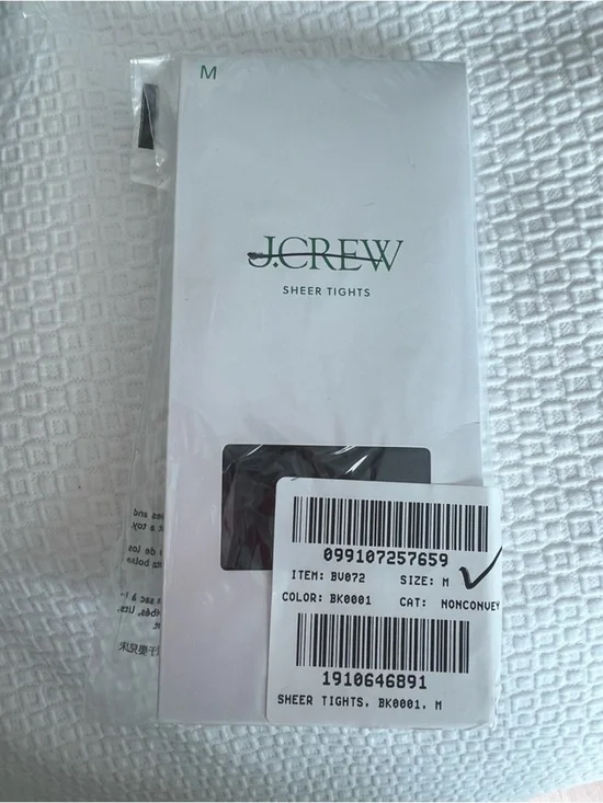 J.Crew Black Sheer Tights Size M