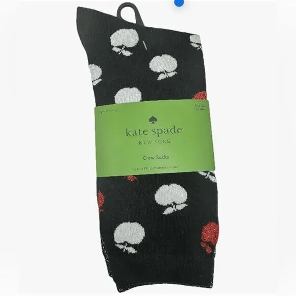 Kate Spade Crew Socks 3 Pair Black-Multi NWT