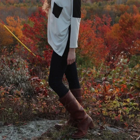 $399 Frye Jane Stitch Dark Brown Real Leather Heeled Knee High Tall Winter Boots