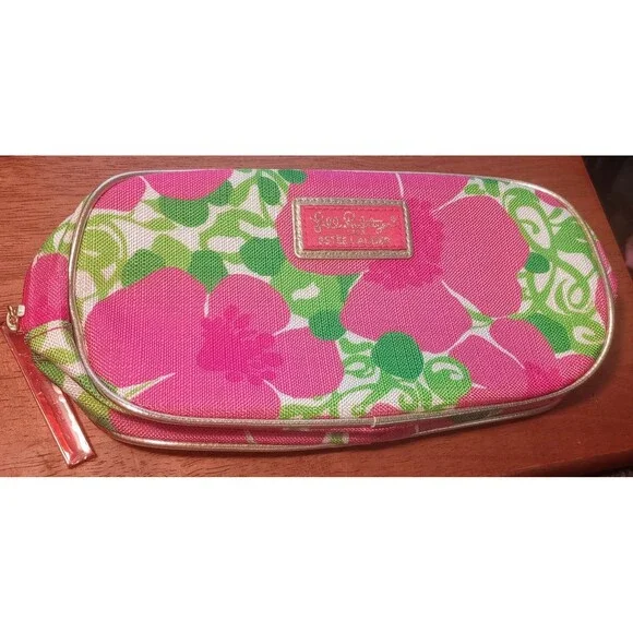 Lilly Pulitzer Cosmetic Case‎ for Estee Lauder Floral Pink Green Travel 10