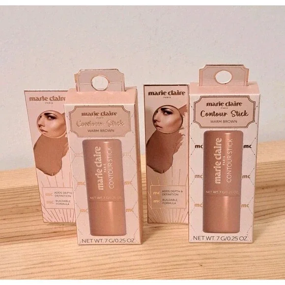 Marie Claire Contour Stick Warm Brown Bundle Of Two  .25 OZ. New In Box
