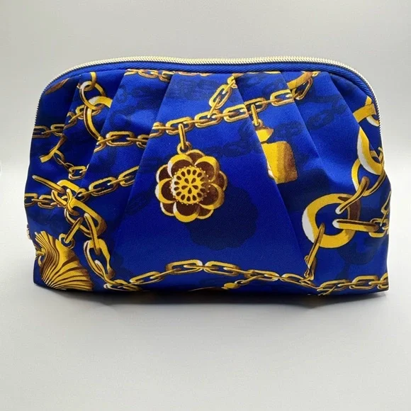 Estee Lauder Blue and Gold Chain Cosmetic Bag