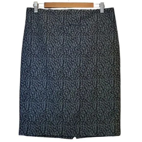 Ann Taylor Loft Black With Green Leaf Pencil Skirt Size 10
