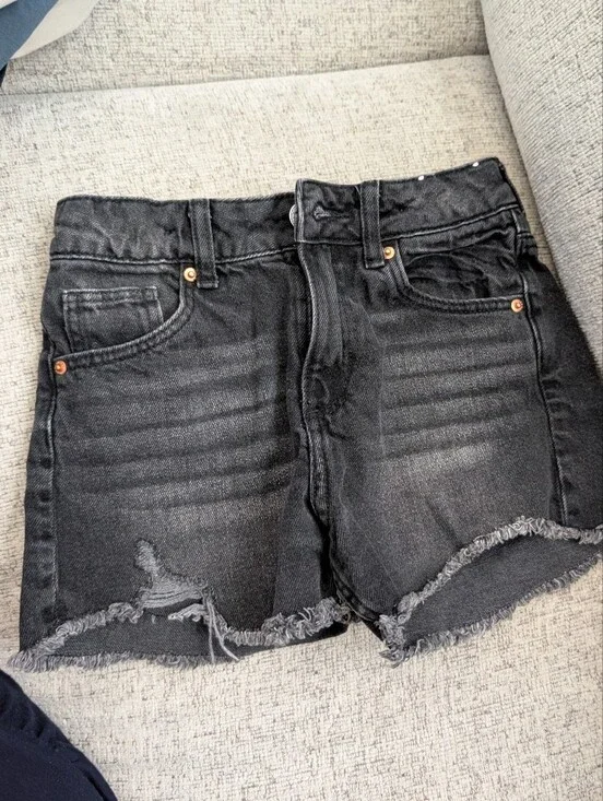 Black Distressed Denim Shorts - Women