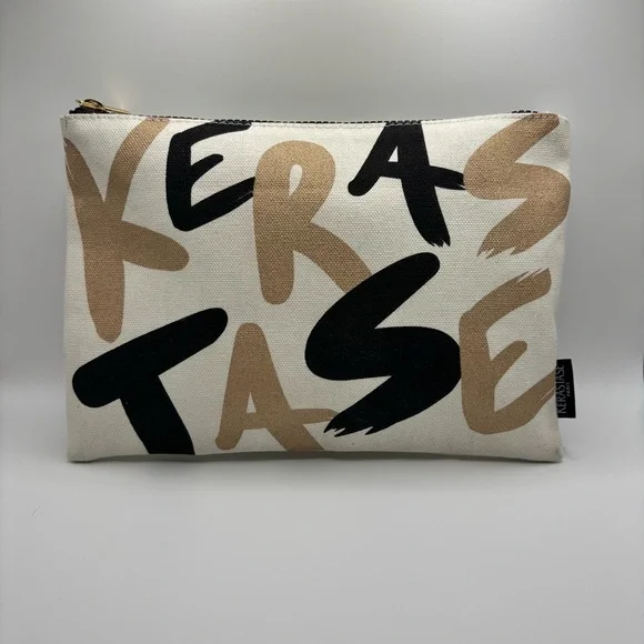 NWOT Kérastase Paris Canvas Cosmetic Bag Neutral Logo Makeup Pouch