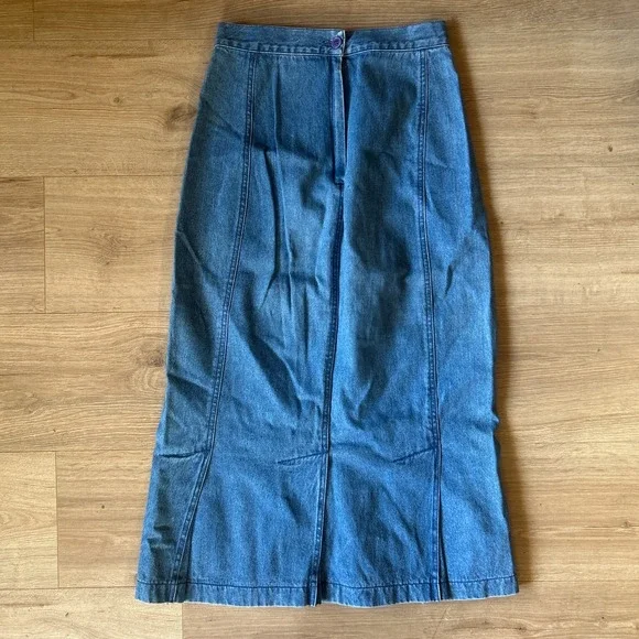 Vintage Jay Jacobs Denim Maxi Blue Cotton High Waist 90s Skirt