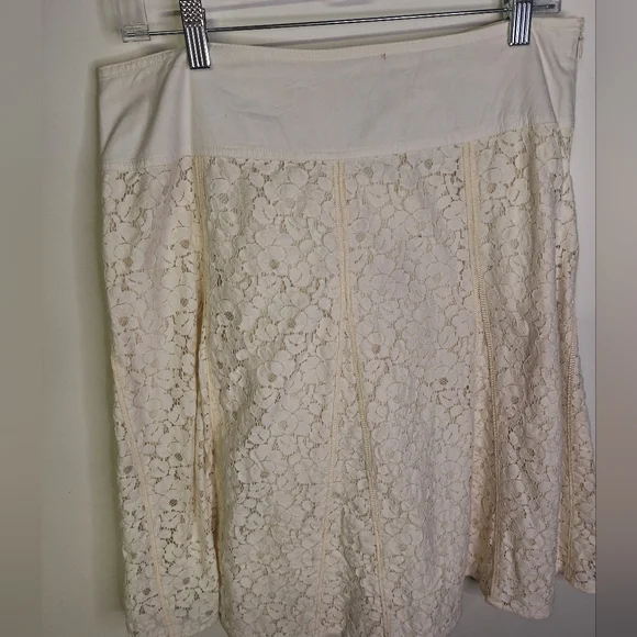 Axcess Cream Lace A Line Panelled Skirt Knee Length Size 10