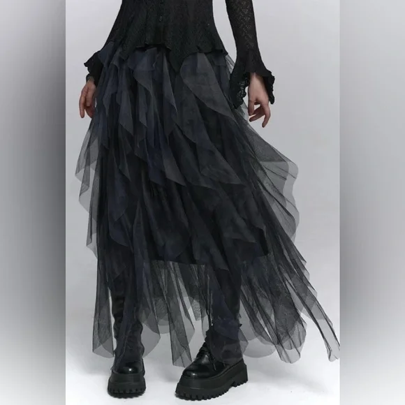 Black Tulle Tutu Skirt Witchy Vibes Whimseygoth Balletcore Sz L