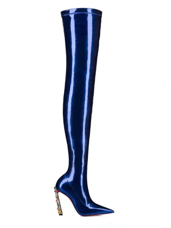 Christian Louboutin Cosmic Alta Boots 100 Over-the-Knee Strass RETAIL 3995