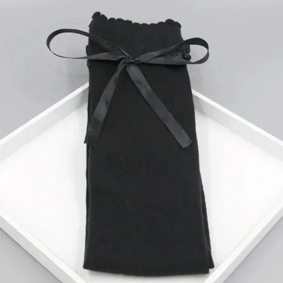 Over the Knee Socks with Ribbon Bow - dark grey