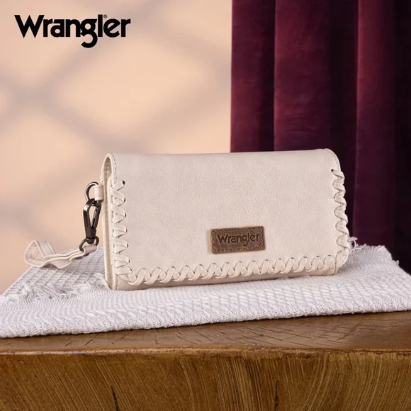 Wrangler Whipstitch Wristlet Wallet Tan