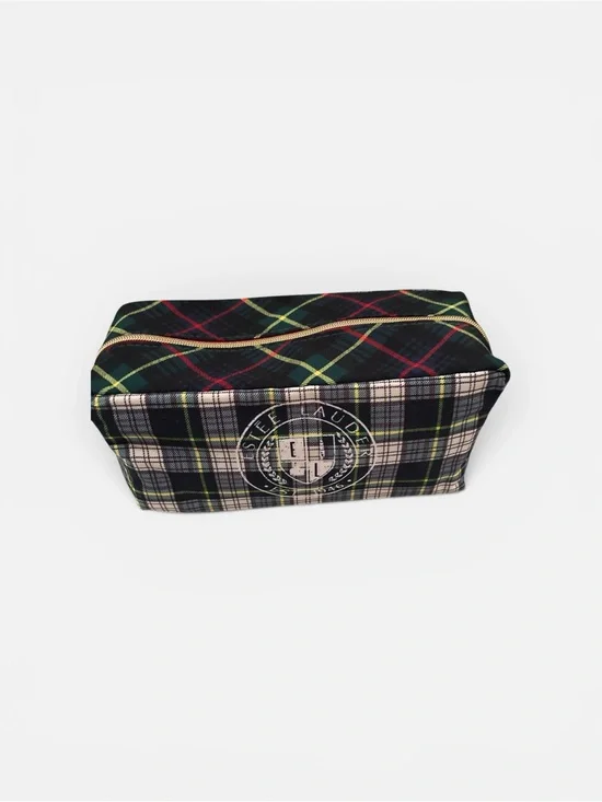 Estee Lauder Plaid Cosmetic Case in Black, Green, Red & Yellow
