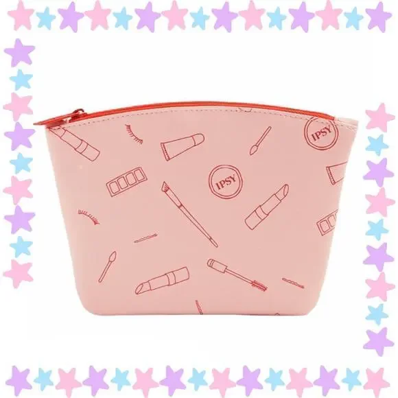 Pink Makeup Tool Print Ipsy Cosmetic Bag