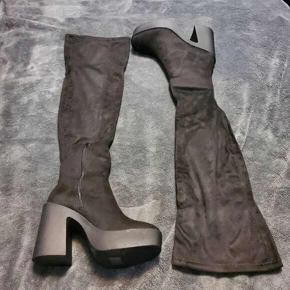 Dolls Kill Three Letter Word Goth Emo Knee High Platform Boot Sz 7