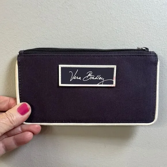 Vera Bradley Navy and White Travel Zip Wallet