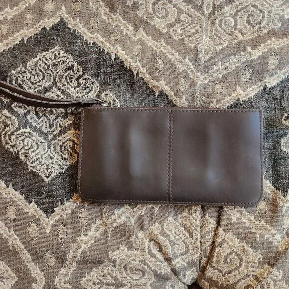 Brown Vegan Leather Wallet Wristlet