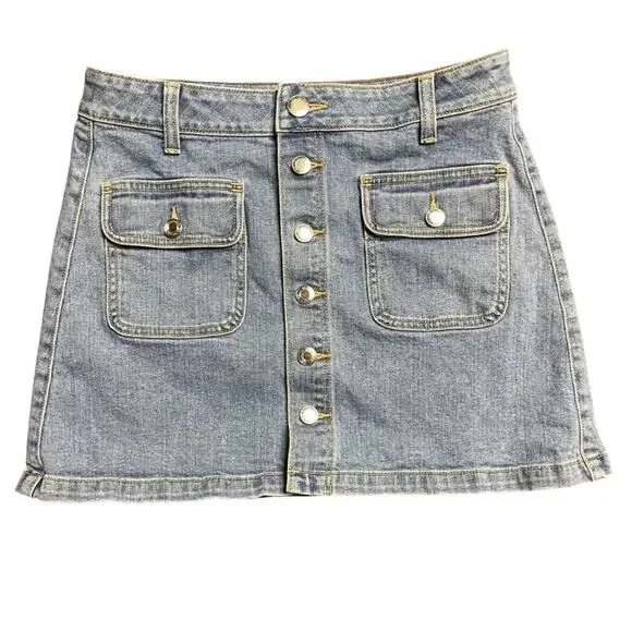American Eagle jean skirt button front short denim stretch size 6