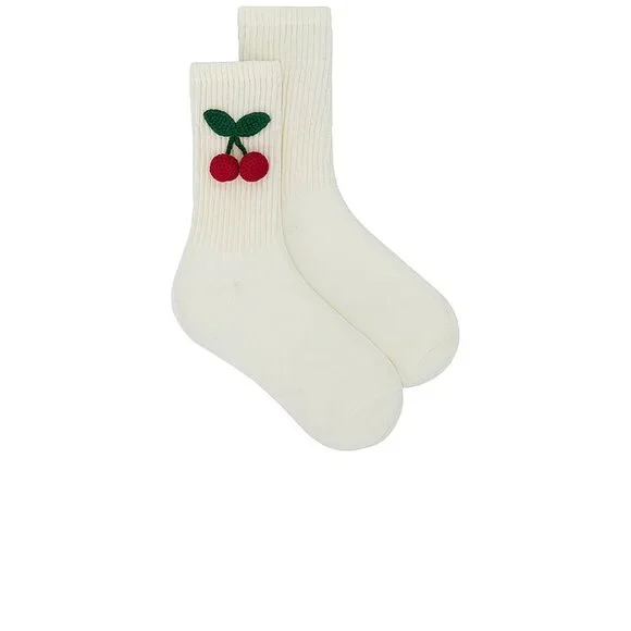 Casa Clara Paulina Socks Cherry Crochet White